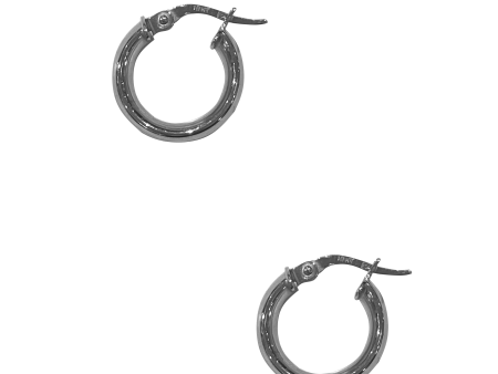 10K White Gold Wide Hoops Hot on Sale