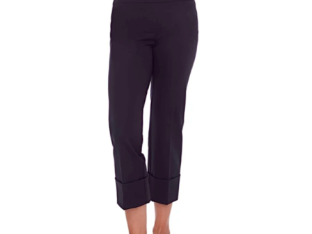 68015 Black Cuffed Crop Stretch Pant Hot on Sale