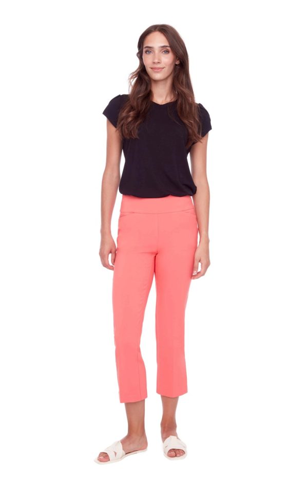 68041 Solid Flamingo Crop Stretch Pant Fashion