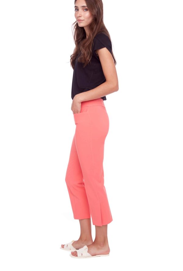 68041 Solid Flamingo Crop Stretch Pant Fashion