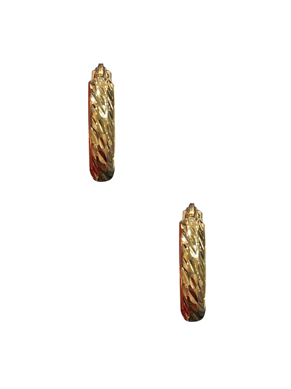 10K Gold Diamond Cut Hoops Hot on Sale