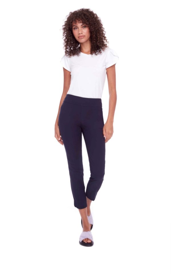 65027A Navy Slim Ankle Stretch Capris Online Hot Sale