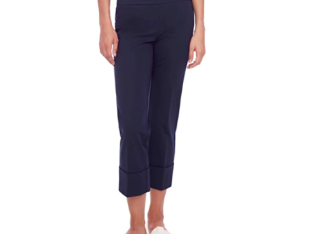 68015 Navy Cuffed Crop Stretch Pant Online Sale