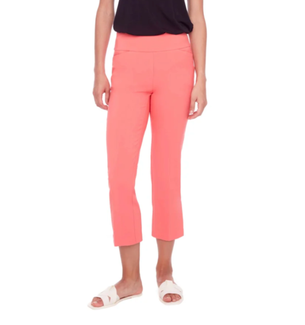 68041 Solid Flamingo Crop Stretch Pant Fashion