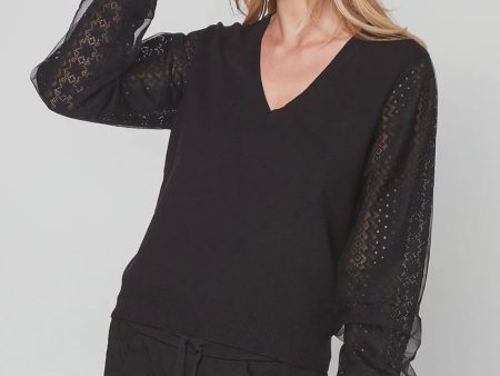 7817-44 Sidse Black Lace Knit Blouse Discount